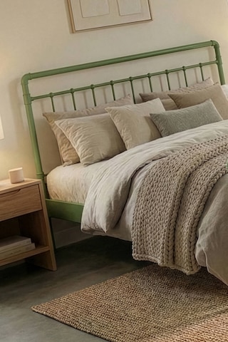 Unimetodin Metal Karyola Beyaz - Konik Geçme Konfor Destekli Latalı - 140x190/140x200/160x200/180x200 Yeşil