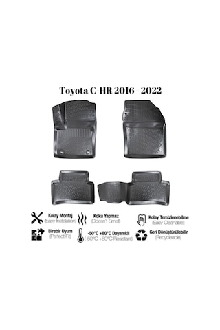 Toyota C-hr 2016 2017 2018 2019 2020 2021 2022 İle Uyumlu Araca Özel 3d Havuzlu Paspas Takımı A+ Kalite 1 Adet
