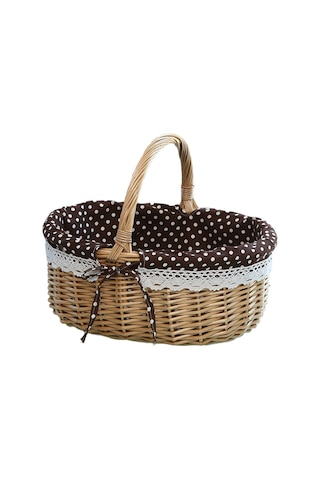 Cbtx Willow Sepet Açık Piknik Sepeti Dokuma Sepet Yumurta Kabı S Beyaz Nokta