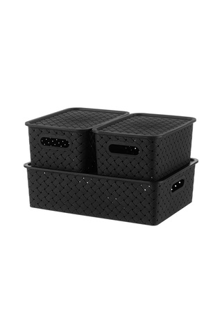 El Casa Kapaklı Saklama Sepeti, 3 Adet 58429444 Siyah