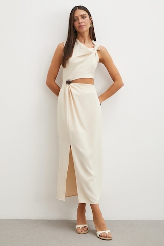 Uterpe Drapeli Cut-out Elbise Krem