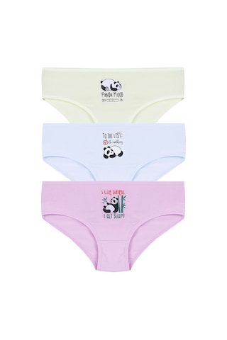 Kız Çocuk 3'lü Penguen Desenli Slip 1050 Yeşil