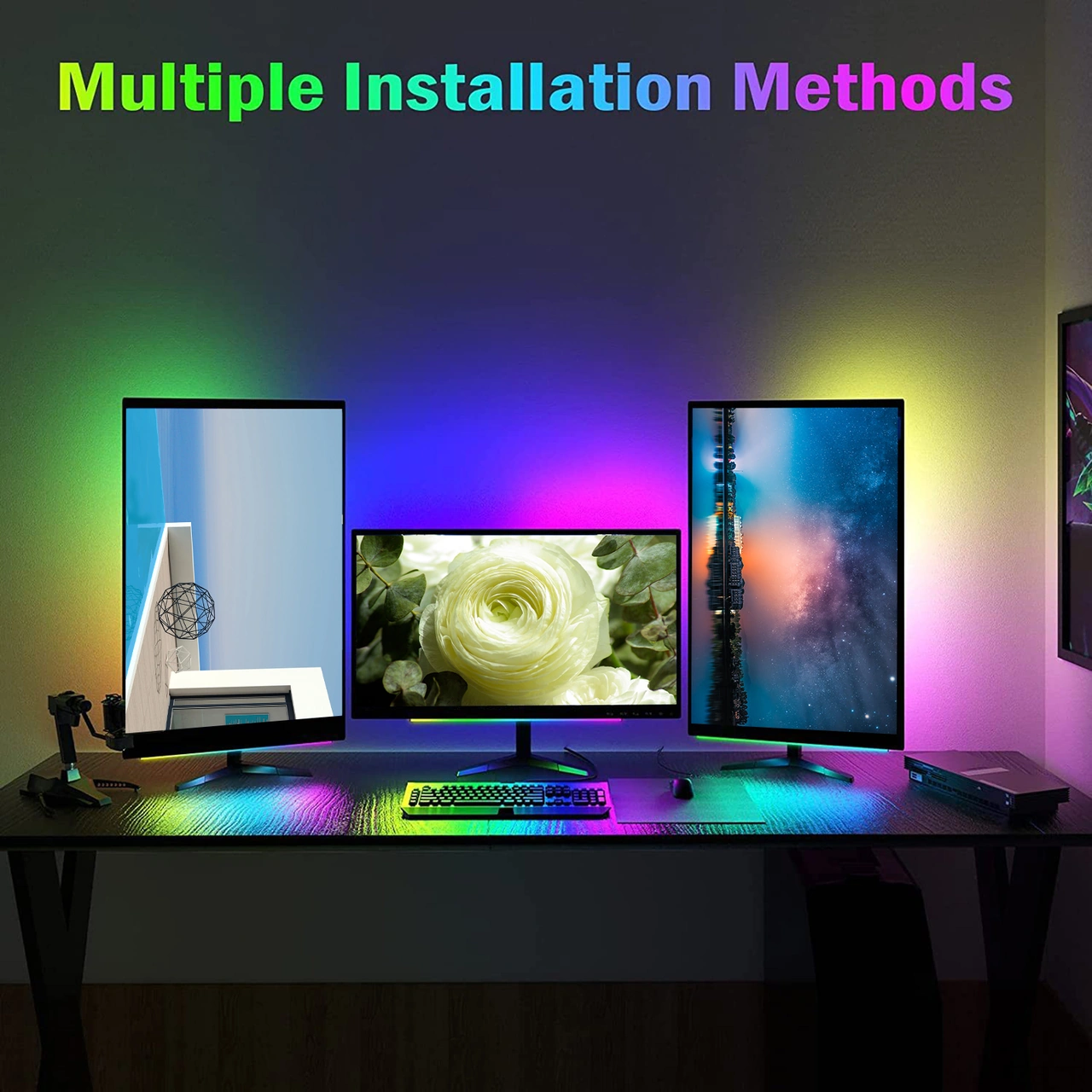 Fosenze Rgb Renkli Mikrofonlu Klavye Işığı, Kumandalı Kontrol, Sesle Etkileşimli, Çift Renk Sıcaklığı, Ekran Arka Işığı, Tek Adet Diğer