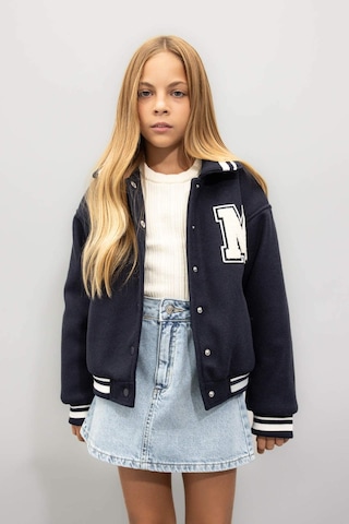 DeFacto Kız Çocuk Yazı Baskılı Çıtçıtlı Ribana Kollu Kolej Mont C5406A824AUNV256 Lacivert