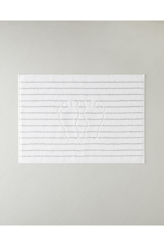 English Home Mono Stripe Pamuk Ayak Havlusu 50x70 Cm Beyaz - Gri