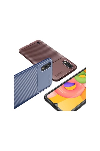 Samsung Uyumlu Galaxy A01 Kılıf Zore Negro Silikon Kapak-Kahverengi