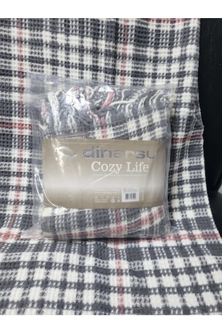 Dinarsu Cozy Life Pamuklu Skoç Tv Battaniyesi Maria Pembe Gri 130 X 170cm Gri - Pembe