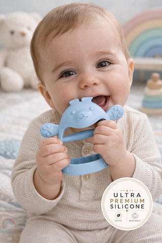 Tgm Baby Ultra Premium Silikon Tavşan Eldiveni Diş Kaşıyıcı Özel Taşıma Kablı Açık Mavi