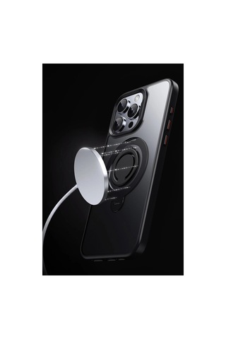 Joko Apple Apple iPhone Uyumlu 15 Pro Avatar 360 Dönen Magsafe Kapak - Siyah Düz Renkli