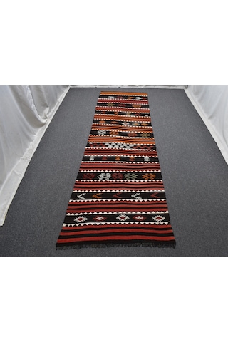 Zehra Abla Halı El Dokuma Otantik Ender Karapınar Yörük Yolluk Yün Kilim 7153 Çok Renkli