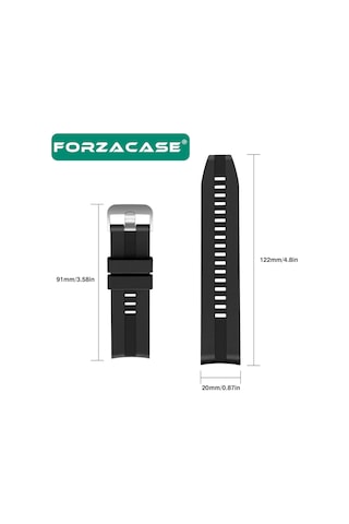 Forzacase Universal 20mm Akıllı Saatler İçin Tokalı Çizgi Desen Silikon Kordon Kayış - Fc1069