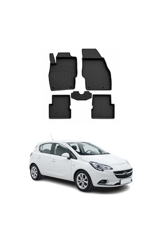 Opel Corsa E 2014-2019 Uyumlu 4d Havuzlu Paspas Kauçuk Siyah 5 Parça