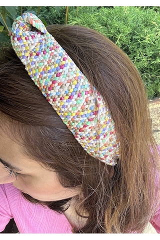 Bymerve Hasır Renkli Düğüm Model Saç Tacı Çok Renkli