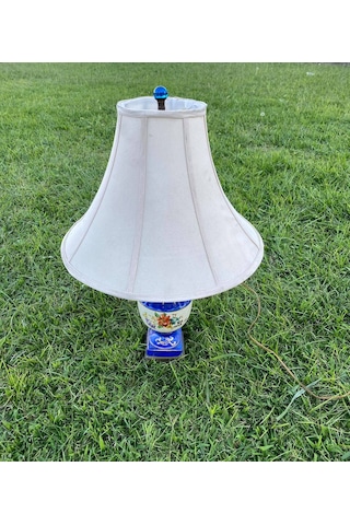 Çiçek Motifli Porselen Abajur 57 CM