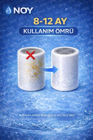 Duş Başlığı Filtresi 35 Aşamalı Su Arıtma Kireç Klor Temizleyici Yedek Filtre Beyaz