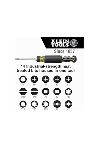 Klein Tools 32305 Çok Uçlu Cırcırlı Tornavida, 15'ı 1 Arada Alet,