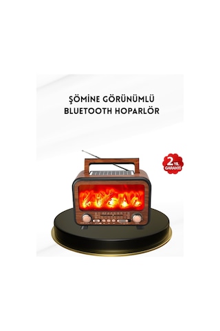 Alev - 632 - Işığı Efektli Solar Bluetooth Hoparlör Radyo Destekli - Glblseme - Tnabilir Model