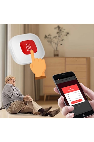 Padalink Yaşlılar İçin Tuya Wifi Acil Butonu - Sos Tek Tuş Çağrı Alarmı, Mini Taşınabilir Şarjlı, Akıllı Telefon Bildirimi, 2.4ghz Wi-fi Desteği