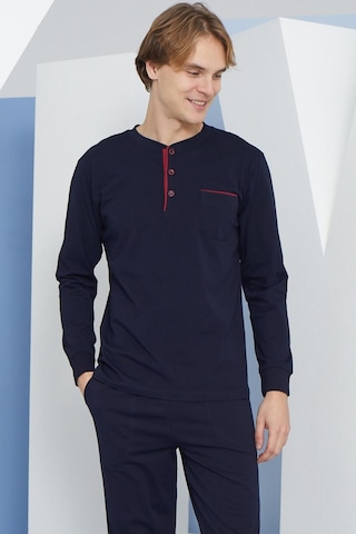 Kly Erkek Uzun Kol Midi Yaka Lacivert Pijama Takımı C9t2n4o4 001
