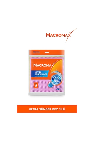 Ultra Sünger Bez 3'lü Paket, Ağırlığının 10 Katı Su Emen Yüksek Performanslı Mutfak Bezi Renkli