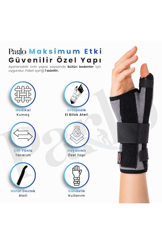 Başparmak Destekli El Bilek Ateli Metal Destekli Ayarlanabilir Ortopedik Bileklik