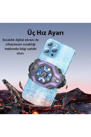Polham Universal Işıklı Radyatörlü Süpercool Oyuncular İçin Telefon Soğutma Fanı, Kompakt Soğutucu