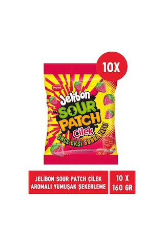 Kent Jelibon Sour Patch Çilek Aromalı Yumuşak Şekerleme 10 x 160 G