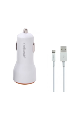 Nettech Nt-13 5w 2 Çıkışlı Lightning Kablo + Araç Şarj Aleti