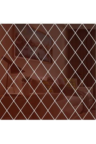 Sones Eşkenar Dörtgen Dikişli Arka Plan Akrilik Ayna Dekoratif Çıkartmalar, Özellikler: Kahverengi Büyük Diğer