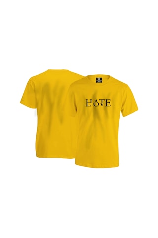 Hate Love Unisex T-shirt - Sari Sarı