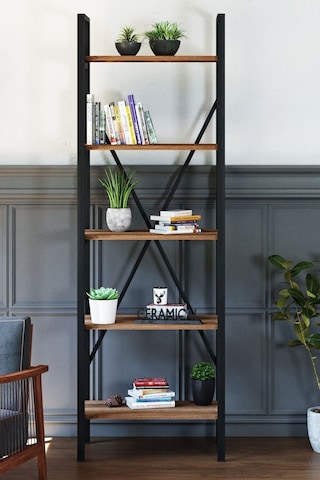 Ceramicaltr Siyah Sakramento Metal Kitaplık 5 Raflı - 60X180 Cm
