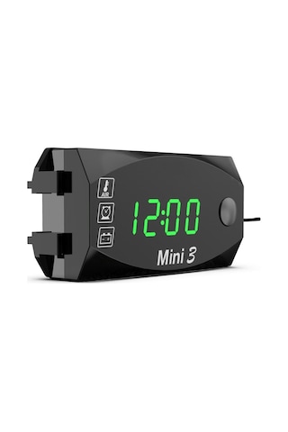 Gerilim Saat Ve Sıcaklık 3'ü 1 Arada Led Elektronik Metre Büyük Ekran Dijital Ekran Su Geçirmez Ve Toz Geçirmez Voltmetre Yeşil Işık Yeşil