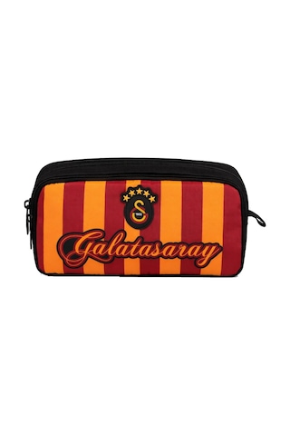 İki Gözlü Erkek Çocuk Galatasaray Baskılı Siyah - Kırmızı - Sarı Okul Kalem Çantası/kalemlik - 26503 Çok Renkli