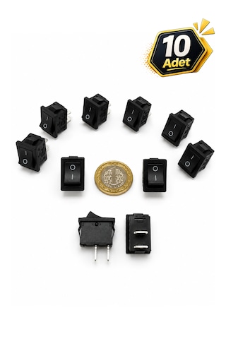 Kare Işıksız On/off Anahtar Switch 2 Pin 15x21 Mm Siyah Anahtar 10 Adet 6a/250vac 10a/125/250cac