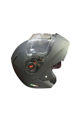 Motoanl Motosiklet Güneş Vizörlü Çene Açılır Kask Mat Siyah