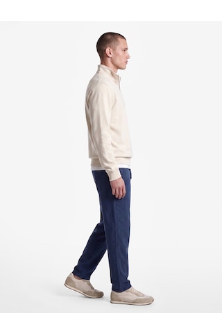 Koton Beli Bağcıklı Düğmeli Cepli Regular Fit Pamuklu Chino Müslin Pantolon Lacivert 7wam40045hw