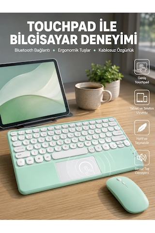 Mey İthalat Profesyonel Wifi Q Klavye Bluetooth Klavye Touchpad 10.8 Inç Yeni Nesil