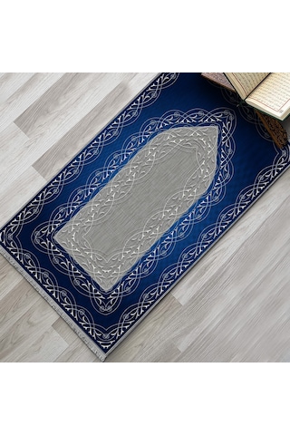 Evaşk Namazlık Dokuma Halı Kaymaz Muslumana Seccade 66x113 LACİVERT EVAŞK610A80