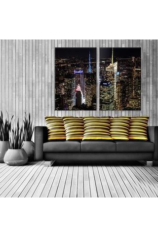 Gece Şehir Manzarası Kanvas Tablo 100x90cm