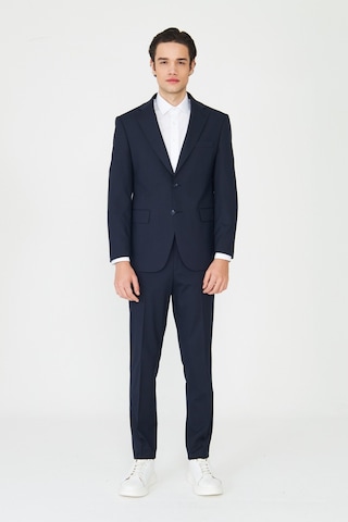 Lacivert Modern Slim Fit Dokulu Kumaş Şık Klasik Yaka Zamansız Takım Elbise Laci