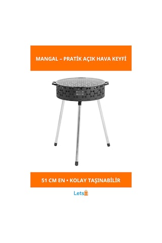 Katlanabilir Lüks Mangal No 3 Büyük Boy Dayanıklı Piknik Mangal