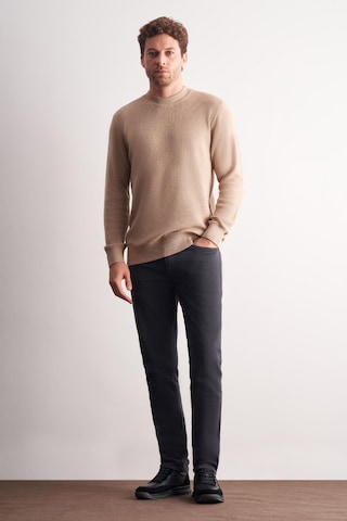İmza Koyu Bej Yarım Balıkçı Yaka Uzun Kol Cepsiz Comfort Fit Casual Pamuklu Triko Kazak 1012255203 Açık Bej