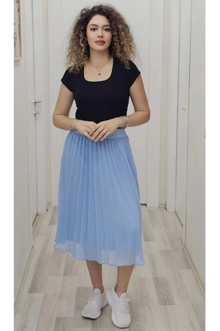 Beli Lastikli Pliseli Etek 6018-bebe Mavisi Bebe Mavisi