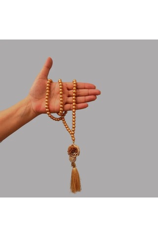 Uretti - Gül 4612 - El Yapımı Püsküllü İnci Tesbih 99'lu - Sütlü Kahve