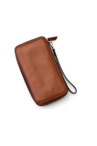 Carlye Hakiki Deri Haki Taba Uniseks Ön Cepli Bileklikli Fermuarlı Rfid Korumalı Çanta Taba