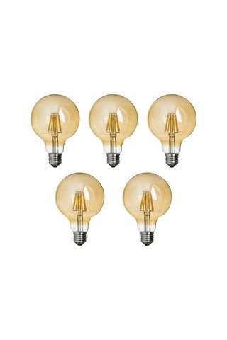 G95 Rustik Led Ampul 4 Watt Gün Işığı Yuvarlak Rustik Glop Ampul 5 Adet