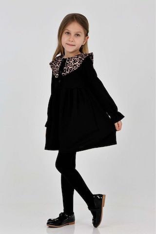 Kız Çocuk Yaka Desenli Bürümcük Elbise 12190 Siyah