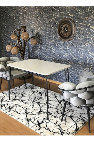 Yirmi15 Siyah Ayaklı 70x110 Cm Beyaz Eclipse Mutfak Masası Çalışma Masası Bilgisayar Masası- Masa