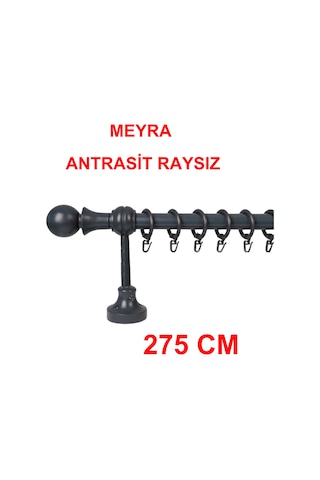 Meyra Demonte Başlıklı Ahşap Rustik Perde Askısı - Raysız -antrasit 275 Cm Antrasit