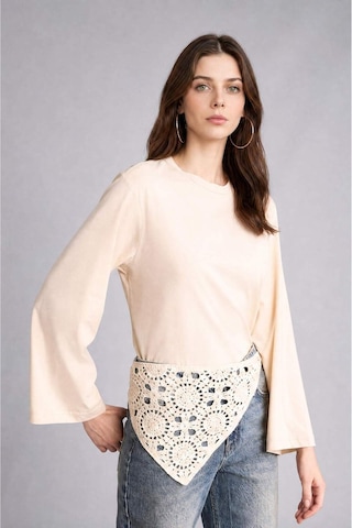 Defacto %100 Pamuk Relax Fıt Penye Uzun Kollu Taş Tunik H7196ax26smer83 Ekru-er83